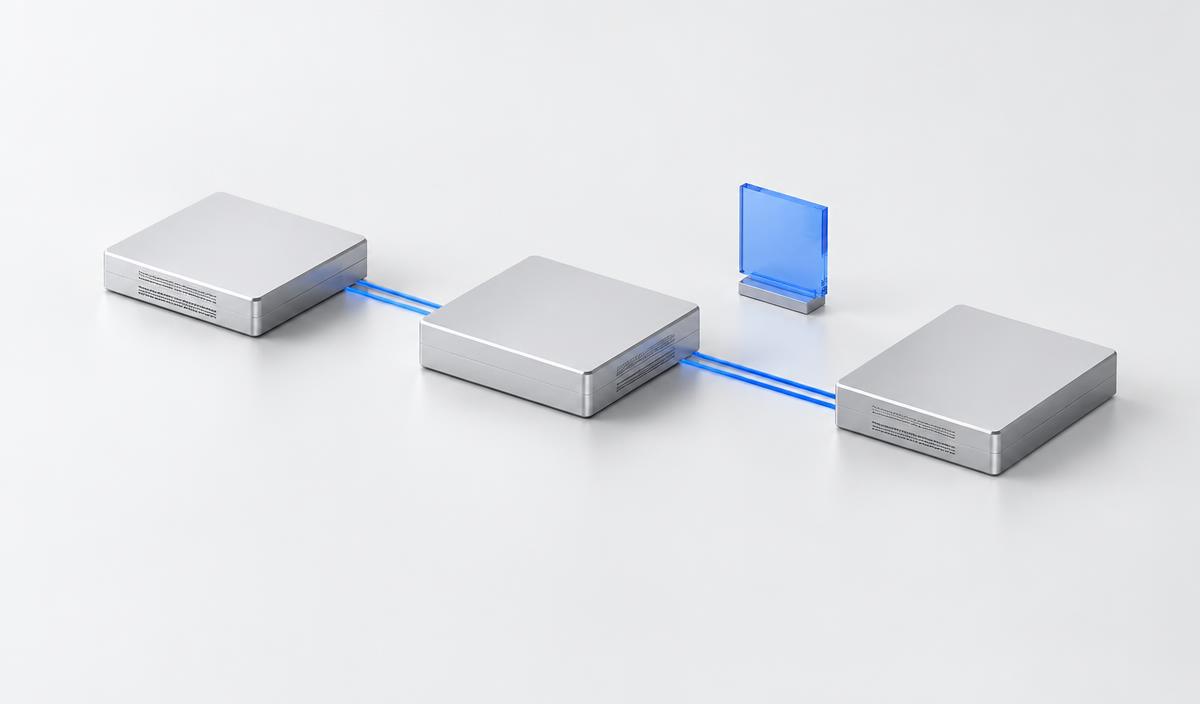 Silver connected modules illustrating enterprise platform architecture